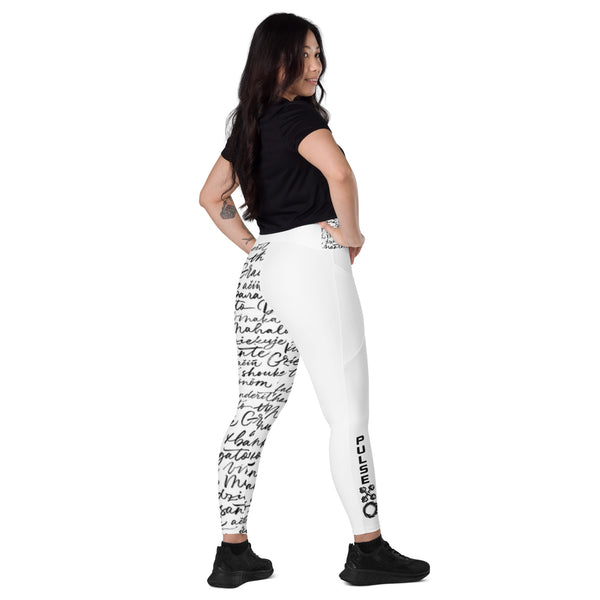 PulseXO White Chat Shit Leggings with pockets