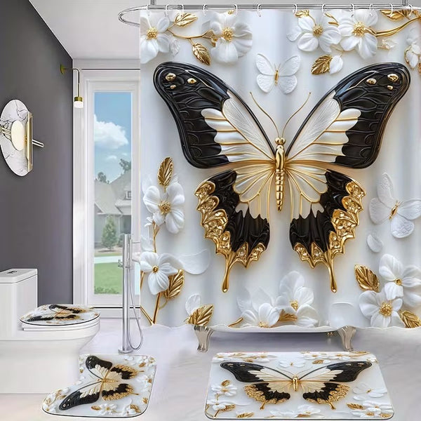 Decorative Gold black and  White   Butterfly Bathroom Set, Bathroom Accessories, Home Decor, Dorm Decor, Fall, Farmhouse Decor